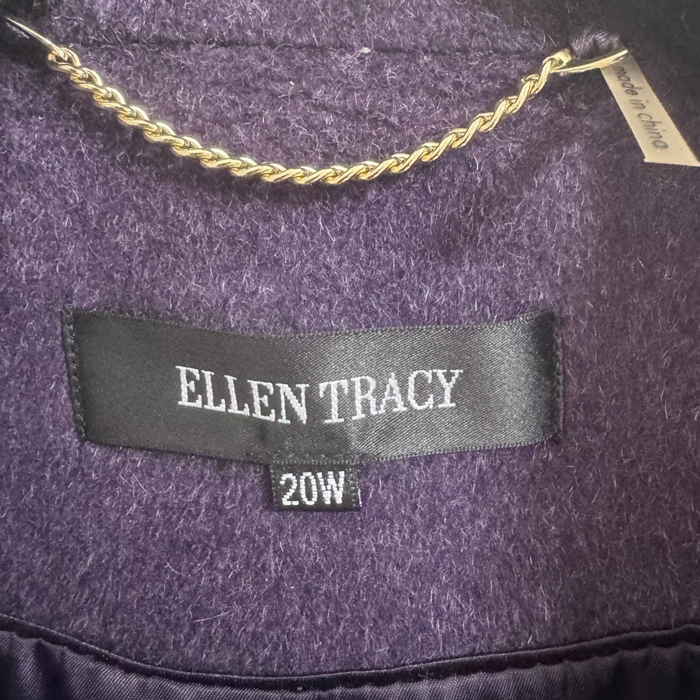 Ellen Tracy Wool Angora Plum Coat 20W - Picture 8 of 10